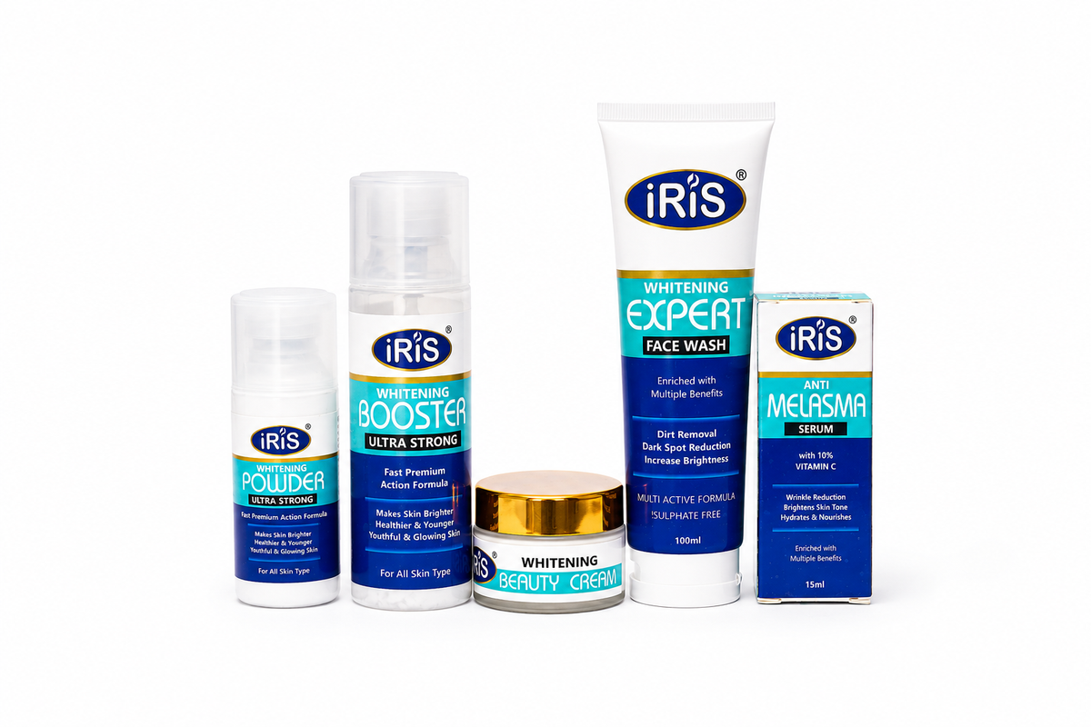 iRIS Glow & Brightening 4-Piece Skin Care Kit – Face Wash, Serum, Cream & Body Polish