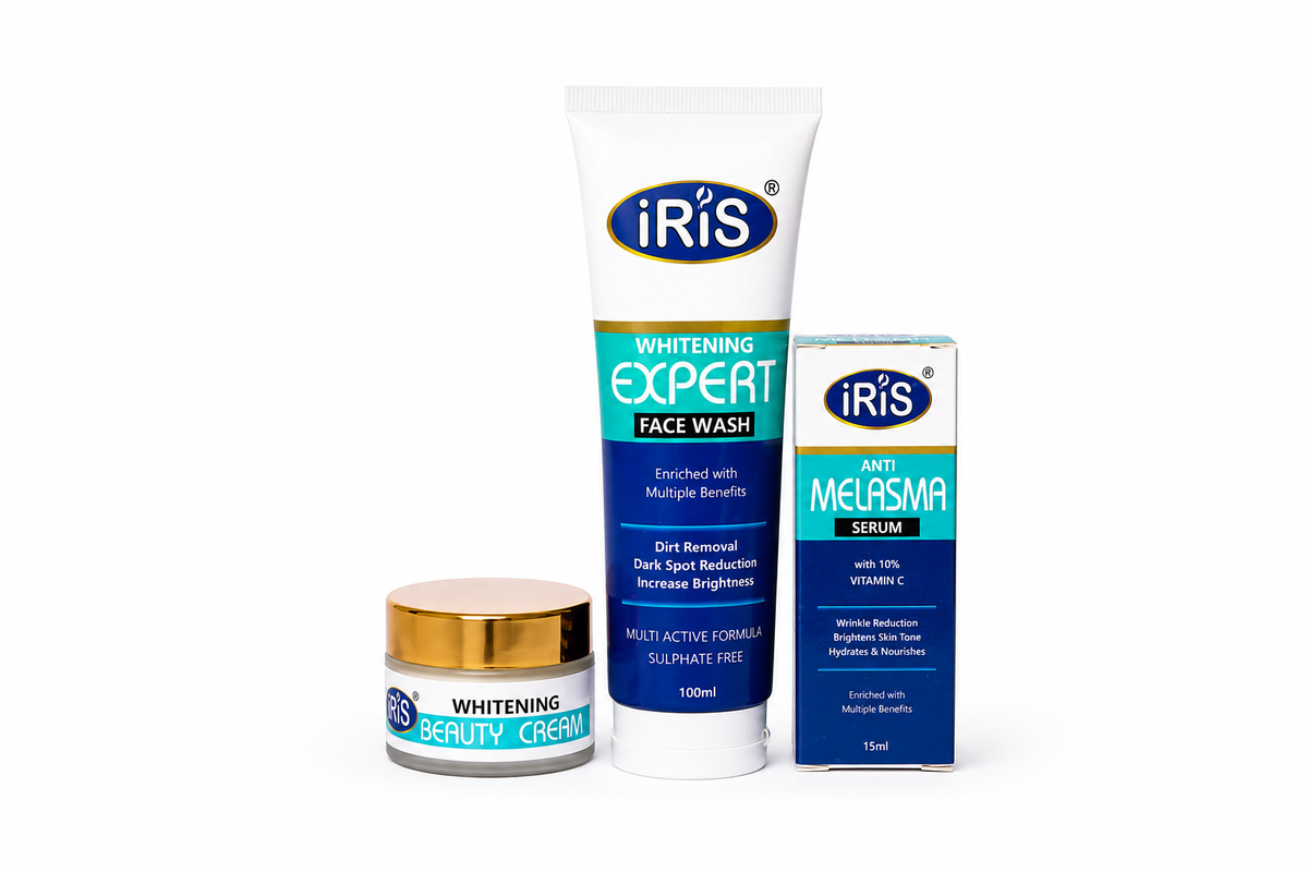 iRIS Glow & Brightening Skin Care Kit – Face Wash, Vitamin C Serum & Kojic Acid Cream
